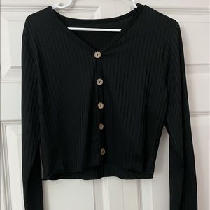 black cropped button up
